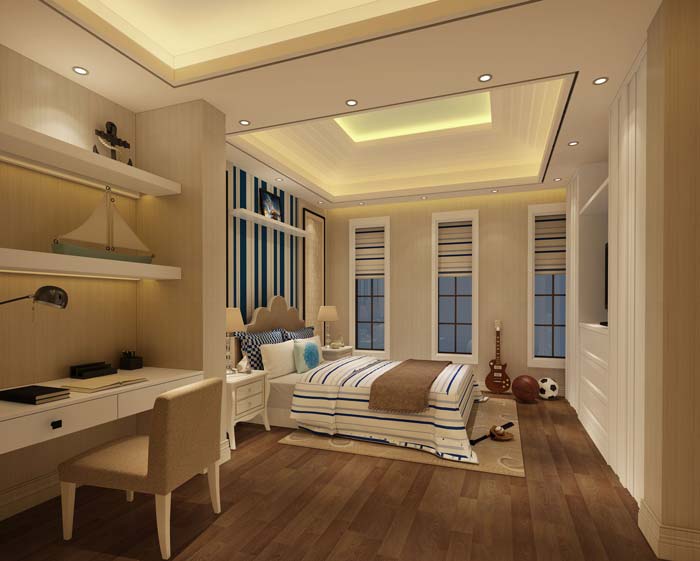 水印城現(xiàn)代新古典別墅男孩房裝修設計案例效果圖