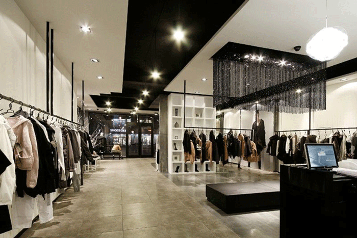 服裝店鋪裝修收銀臺(tái)擺放效果圖