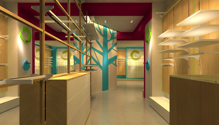 兒童服裝形象專賣店柜臺(tái)裝修設(shè)計(jì)案例效果圖