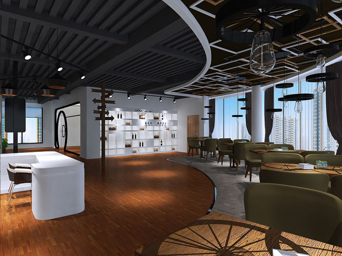 甜點展廳前臺過道裝修設(shè)計案例效果圖