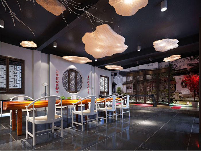 國學(xué)館展廳琴房裝修設(shè)計(jì)案例效果圖