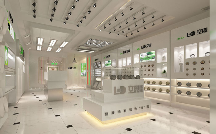 LED展廳前臺LOGO區(qū)域裝修設(shè)計(jì)案例效果圖