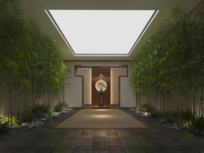 新中式精品酒店冥想?yún)^(qū)裝修設計案例效果圖