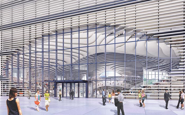 天津?yàn)I海圖書館鏡面球體會(huì)場設(shè)計(jì)效果圖