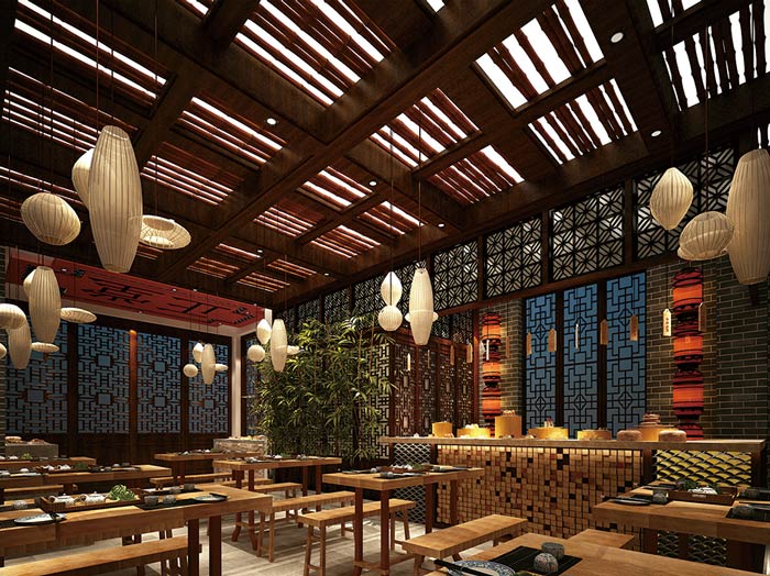 中式面館吧臺裝修設(shè)計(jì)效果圖