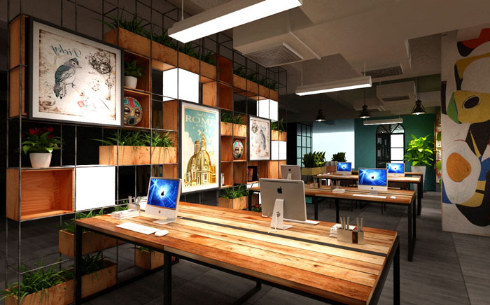 服飾公司辦公室辦公區(qū)裝修設計效果圖