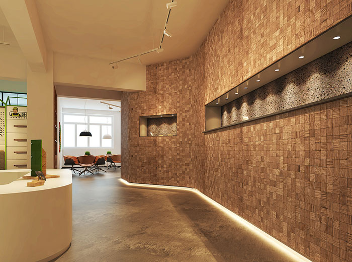 舊辦公室樣品區(qū)過道改造裝修設(shè)計效果圖