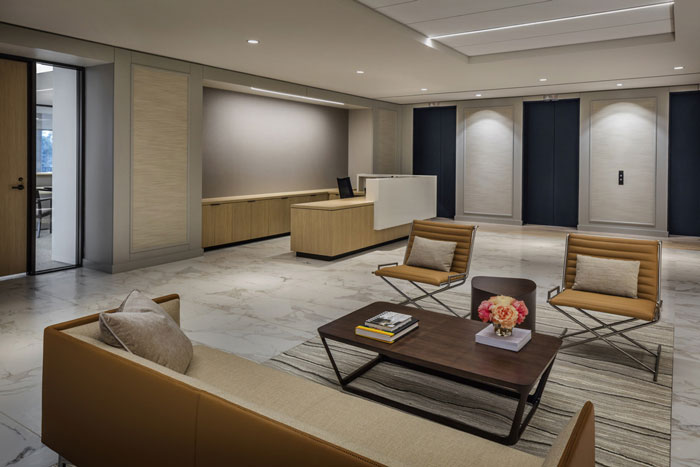 現(xiàn)代簡約辦公室前臺裝修設計效果圖