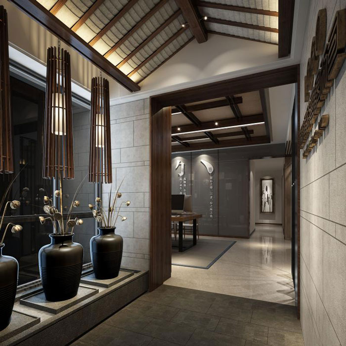 杭州蕭山辦公室進門區(qū)裝修設計效果圖