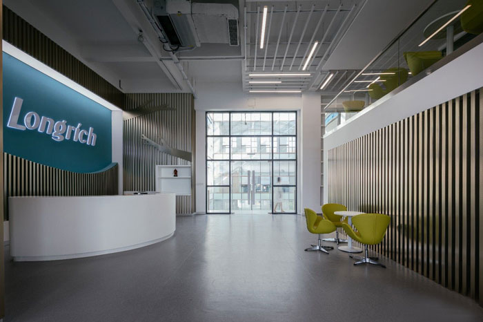 生物公司辦公室前臺(tái)裝修設(shè)計(jì)效果圖