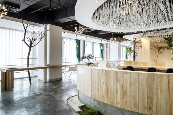 環(huán)保辦公室前臺裝修設(shè)計效果圖