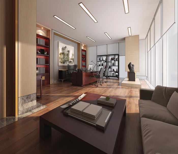 中式總經(jīng)理辦公室裝修設計效果圖