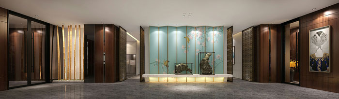 新中式辦公會所過道設(shè)計方案