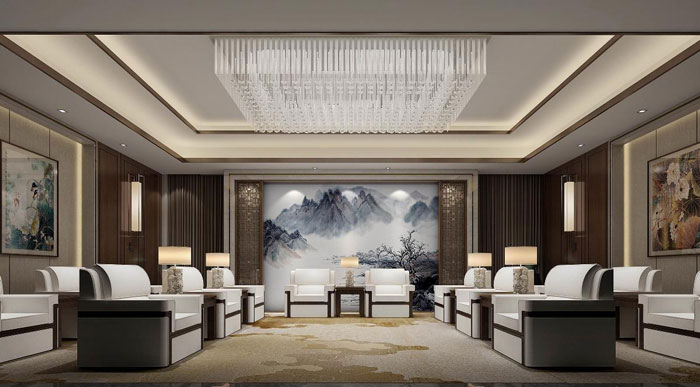 中式風(fēng)格辦公會所洽談室裝修設(shè)計(jì)方案